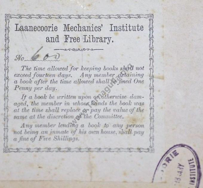 Laanecoorie Mechanics' Institute Bookplate