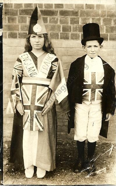 Boxing Day, 1918. Lil and Les Williams in Patriotic Dress.